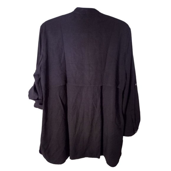 Collarless LL Bean‎ Signature Collection Women's Size 12 Black Button Up Shirt - Picture 6 of 8